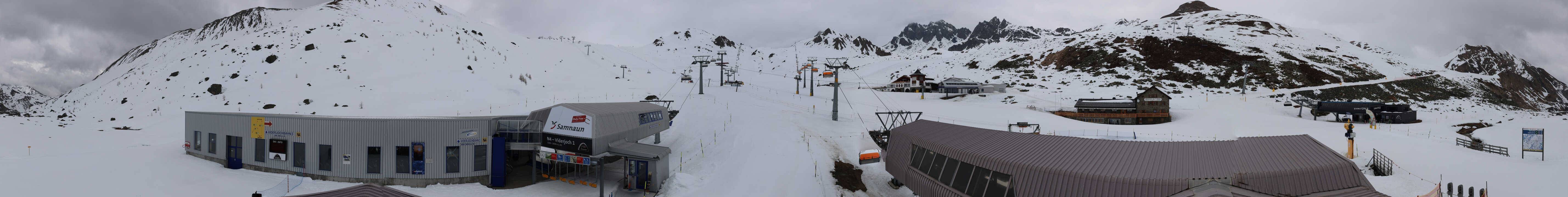 Archived image Webcam Samnaun: View from Alp Trida to Viderjoch