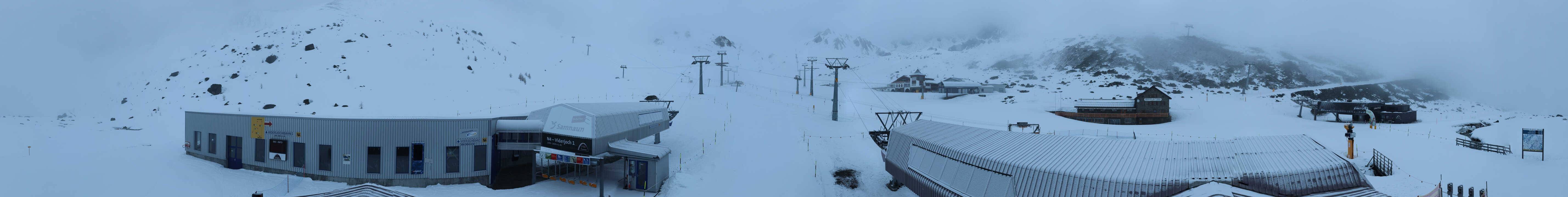 Archived image Webcam Samnaun: View from Alp Trida to Viderjoch