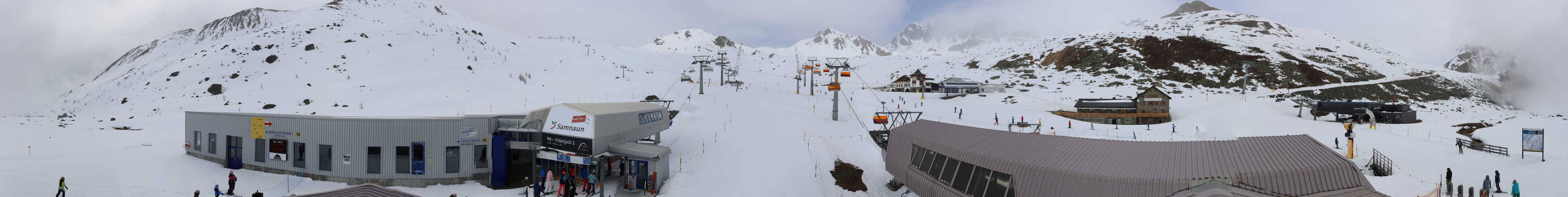 Archived image Webcam Samnaun: View from Alp Trida to Viderjoch