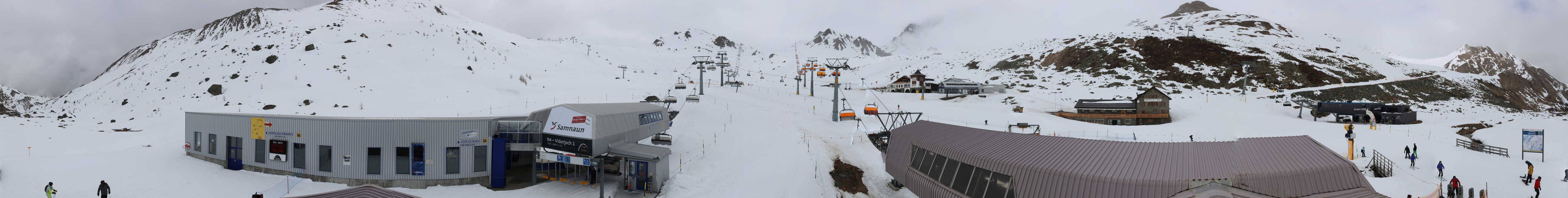 Archived image Webcam Samnaun: View from Alp Trida to Viderjoch