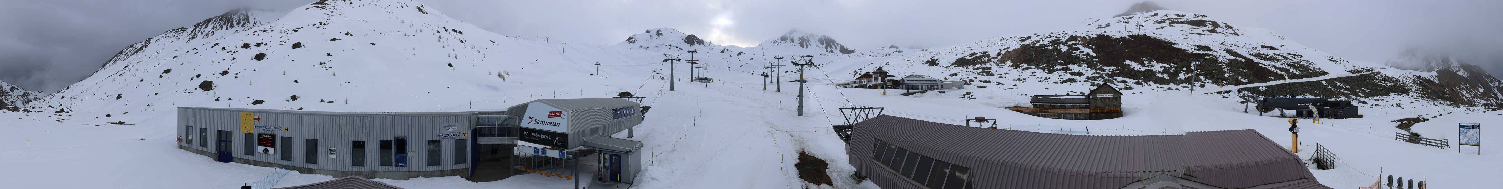 Archived image Webcam Samnaun: View from Alp Trida to Viderjoch