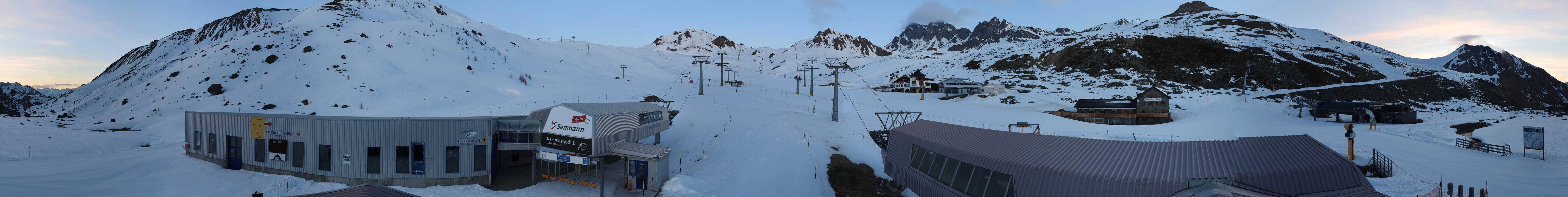 Archived image Webcam Samnaun: View from Alp Trida to Viderjoch