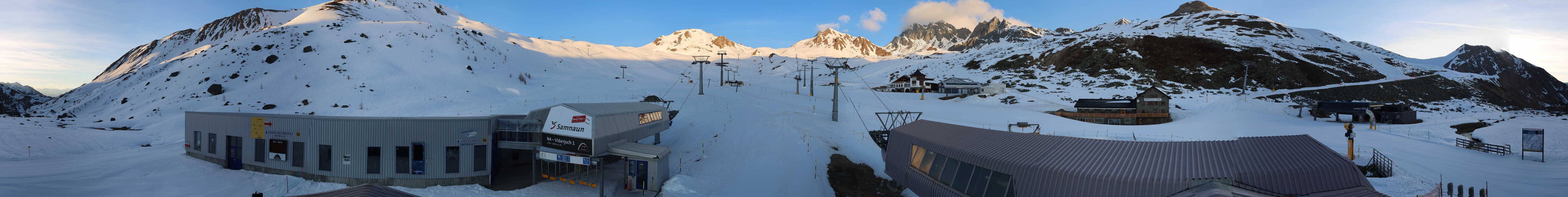 Archived image Webcam Samnaun: View from Alp Trida to Viderjoch