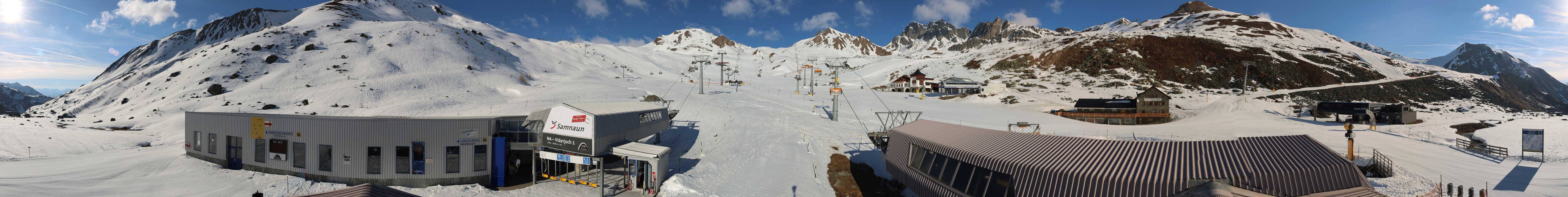 Archived image Webcam Samnaun: View from Alp Trida to Viderjoch