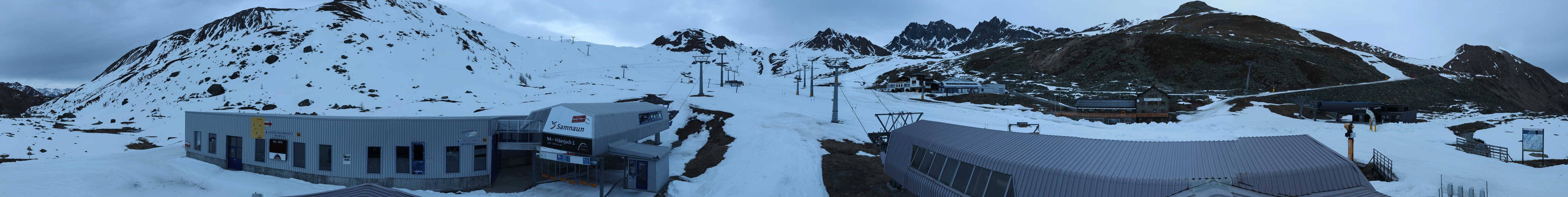Archived image Webcam Samnaun: View from Alp Trida to Viderjoch