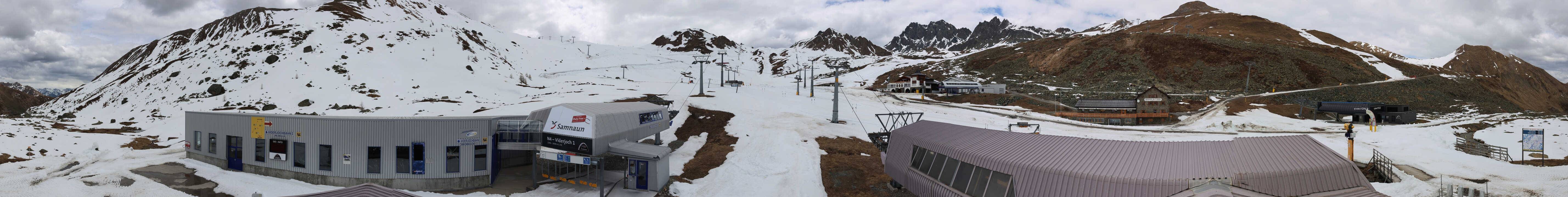 Archived image Webcam Samnaun: View from Alp Trida to Viderjoch