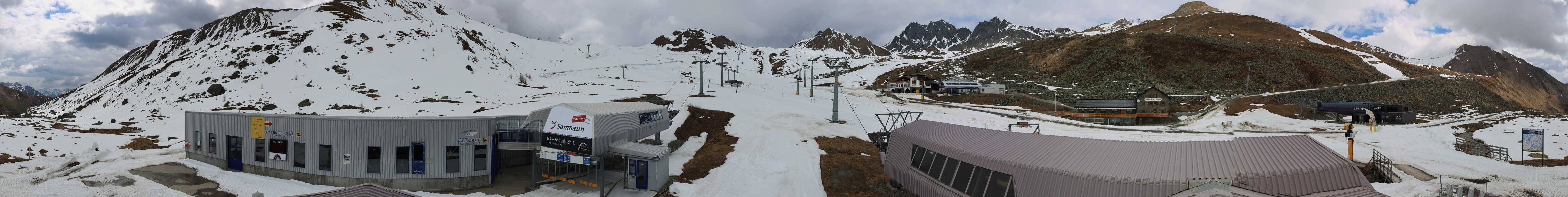 Archived image Webcam Samnaun: View from Alp Trida to Viderjoch
