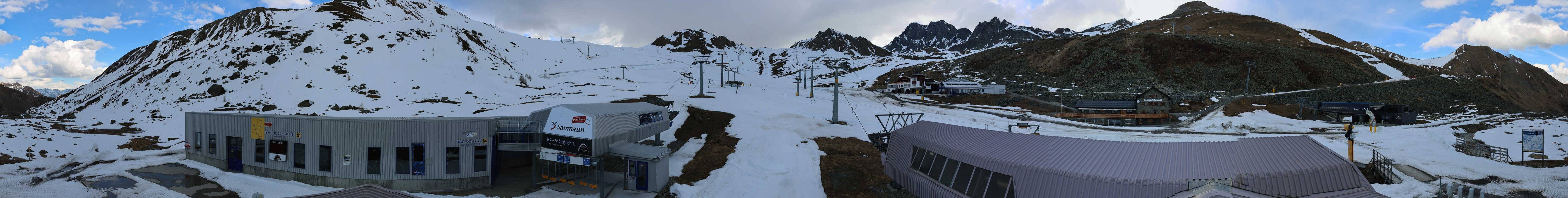 Archived image Webcam Samnaun: View from Alp Trida to Viderjoch
