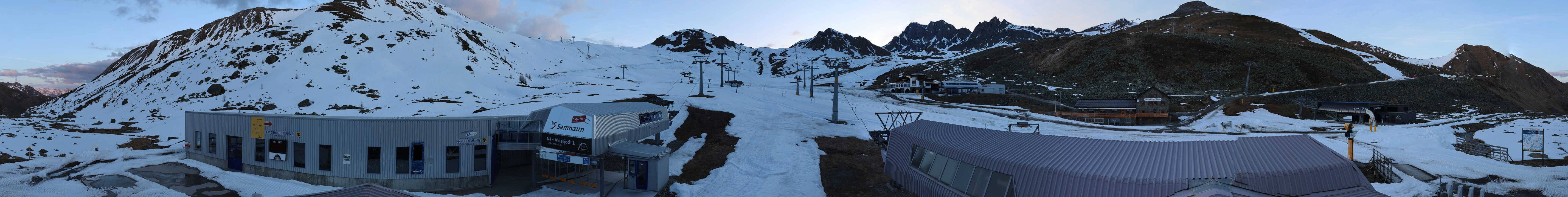 Archived image Webcam Samnaun: View from Alp Trida to Viderjoch