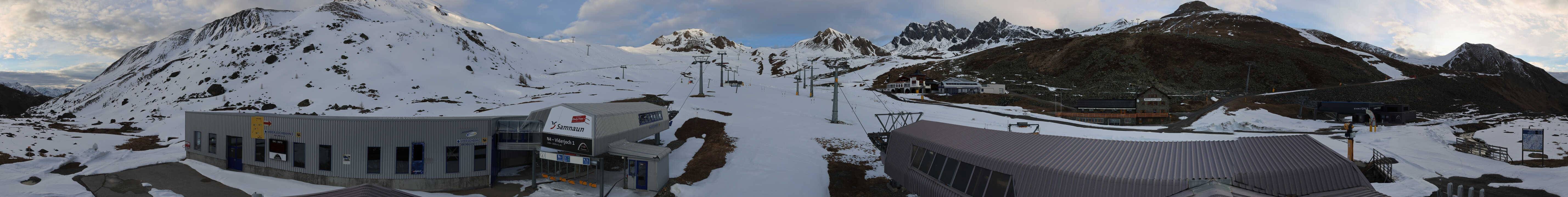 Archived image Webcam Samnaun: View from Alp Trida to Viderjoch