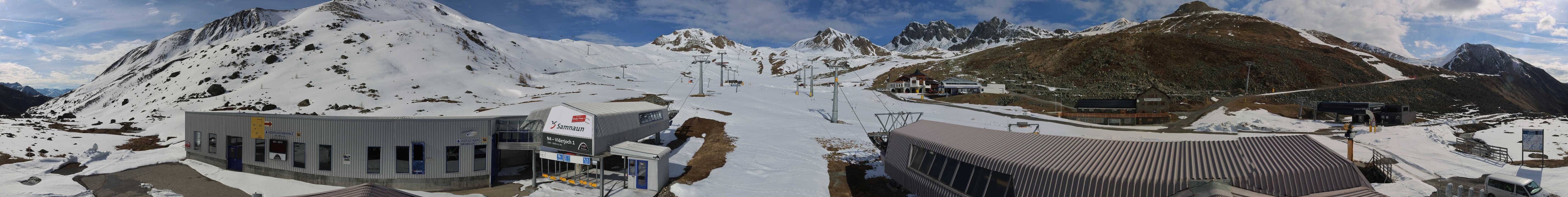 Archived image Webcam Samnaun: View from Alp Trida to Viderjoch