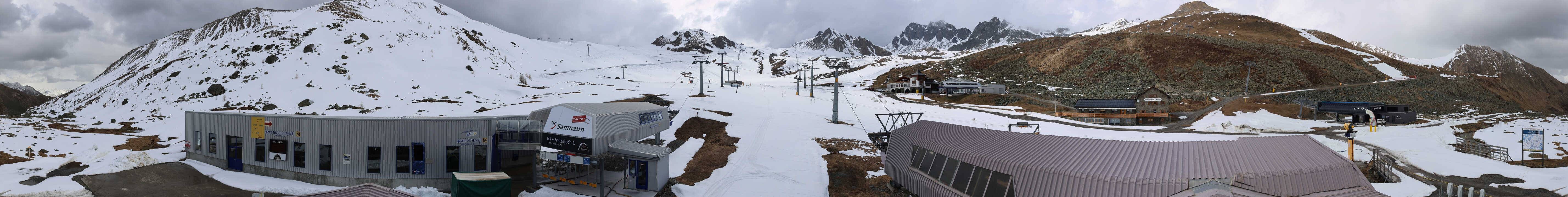 Archived image Webcam Samnaun: View from Alp Trida to Viderjoch