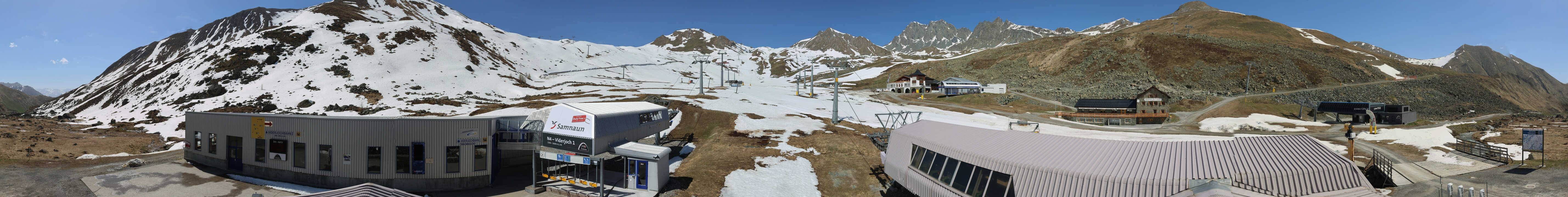 Archived image Webcam Samnaun: View from Alp Trida to Viderjoch