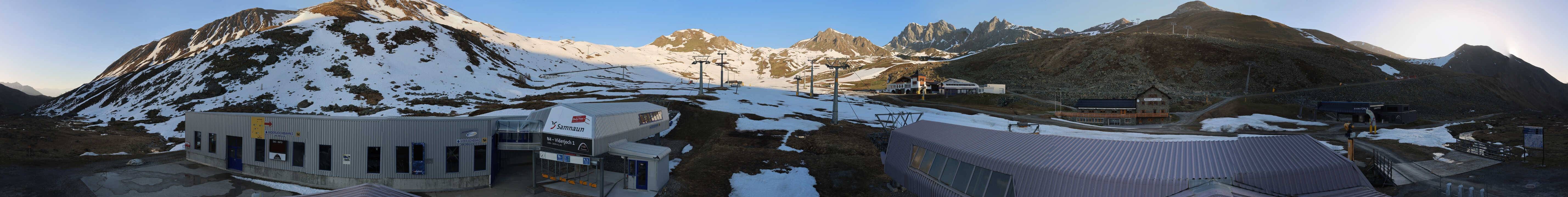 Archived image Webcam Samnaun: View from Alp Trida to Viderjoch
