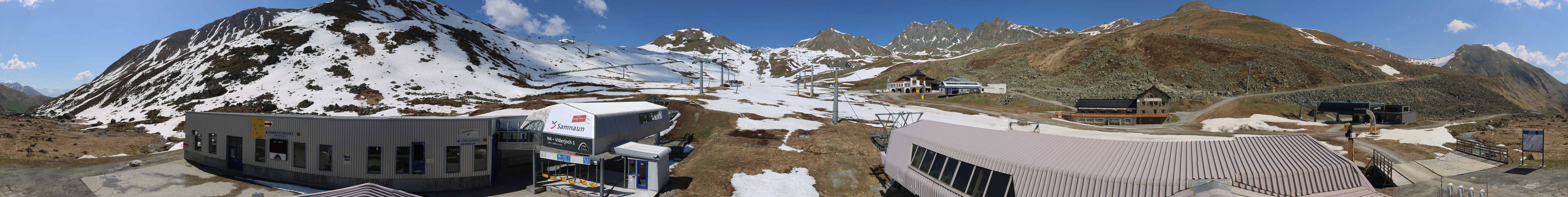 Archived image Webcam Samnaun: View from Alp Trida to Viderjoch