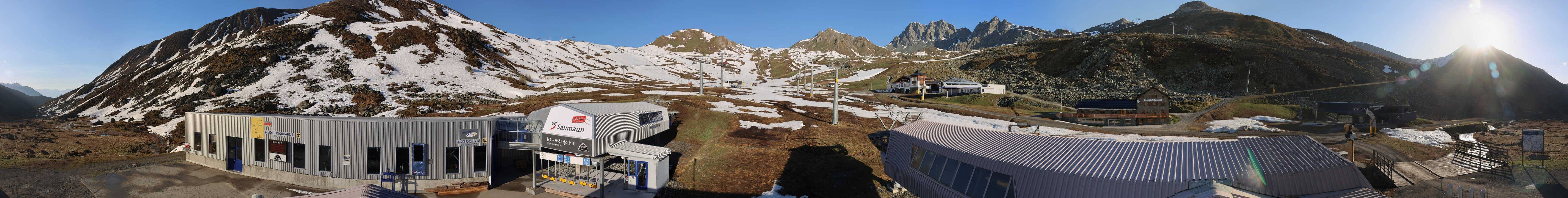 Archived image Webcam Samnaun: View from Alp Trida to Viderjoch