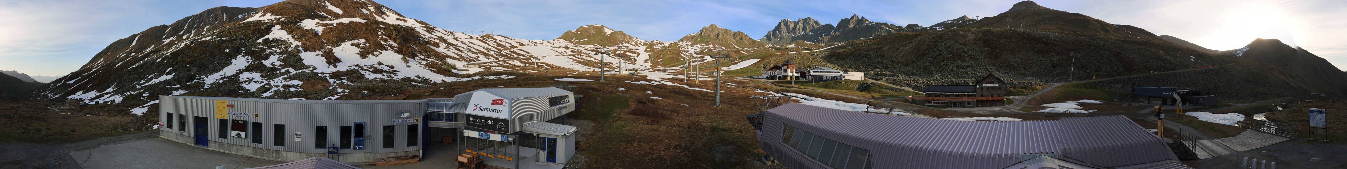 Archived image Webcam Samnaun: View from Alp Trida to Viderjoch