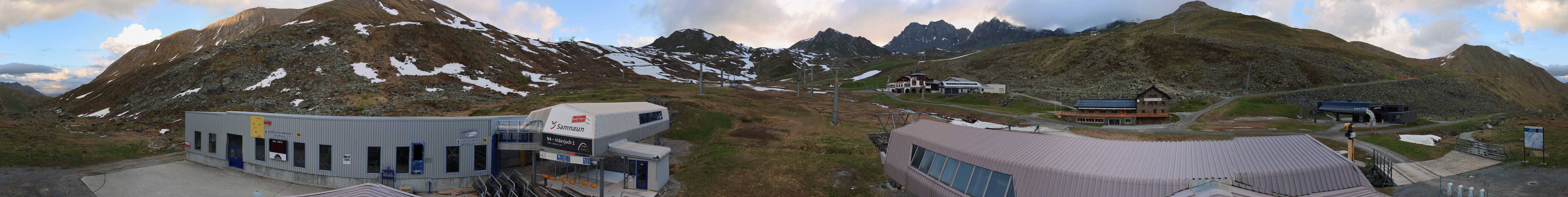 Archived image Webcam Samnaun: View from Alp Trida to Viderjoch