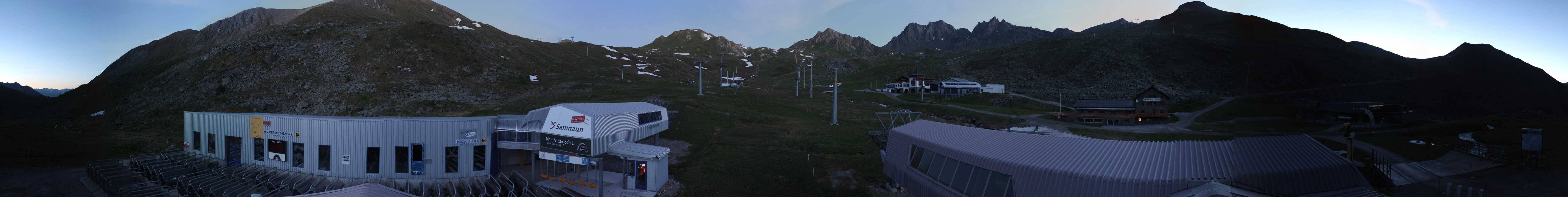 Archived image Webcam Samnaun: View from Alp Trida to Viderjoch