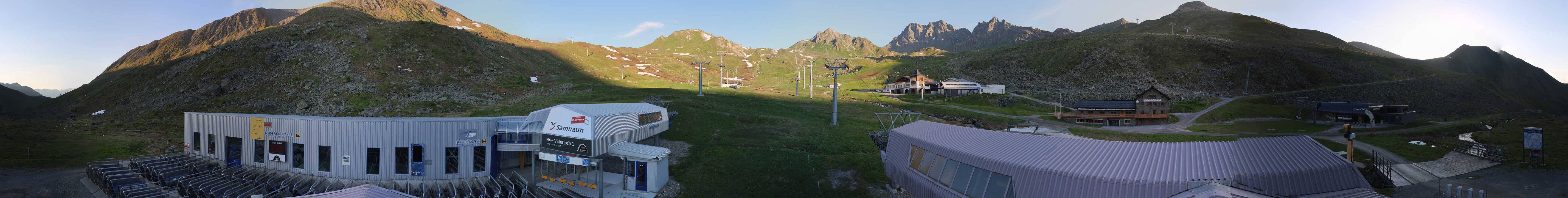 Archived image Webcam Samnaun: View from Alp Trida to Viderjoch