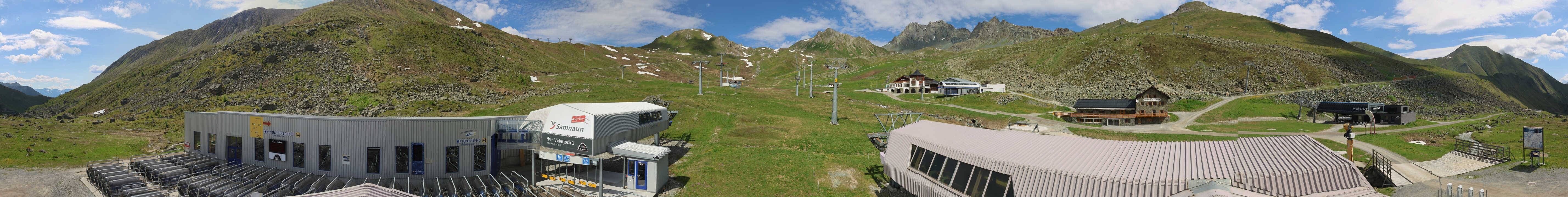 Archived image Webcam Samnaun: View from Alp Trida to Viderjoch