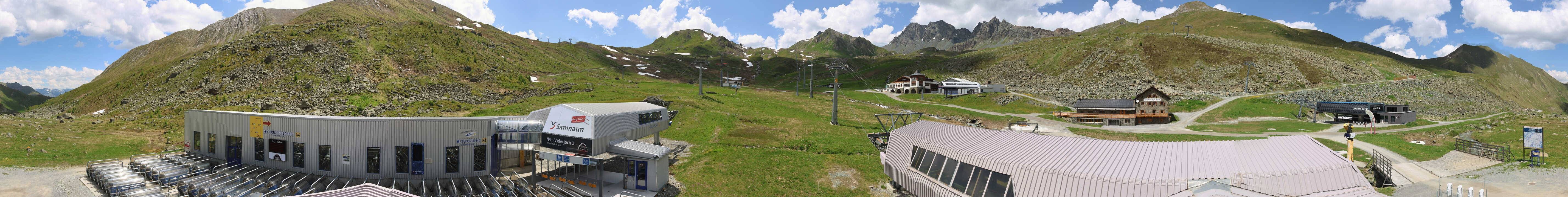 Archived image Webcam Samnaun: View from Alp Trida to Viderjoch