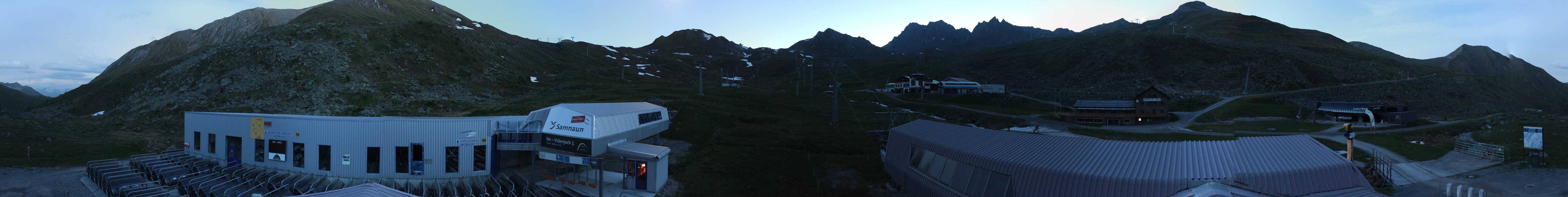 Archived image Webcam Samnaun: View from Alp Trida to Viderjoch