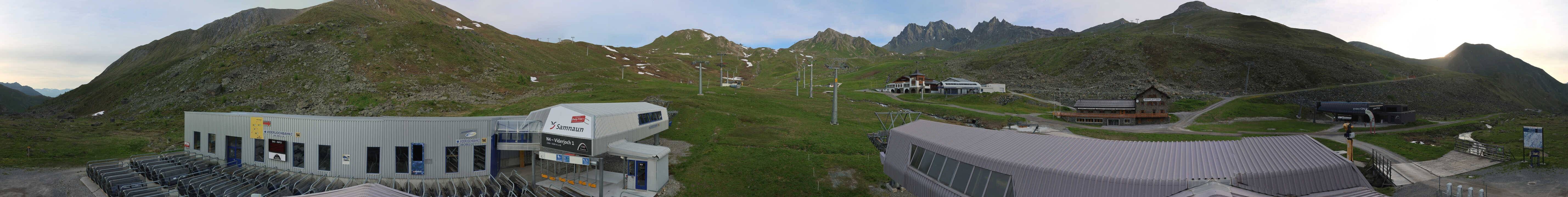 Archived image Webcam Samnaun: View from Alp Trida to Viderjoch