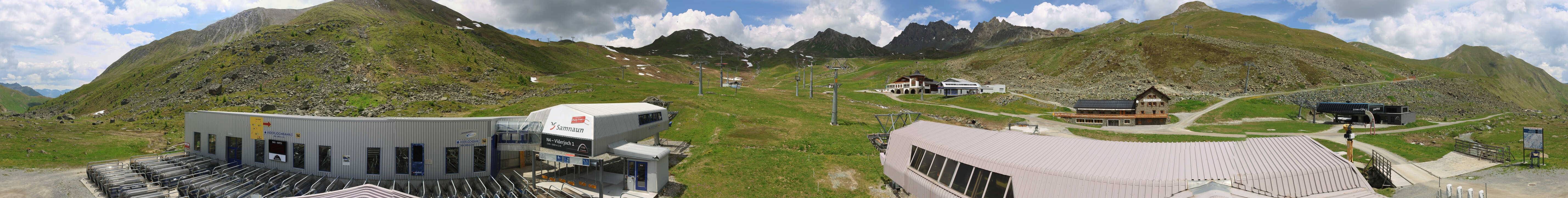 Archived image Webcam Samnaun: View from Alp Trida to Viderjoch