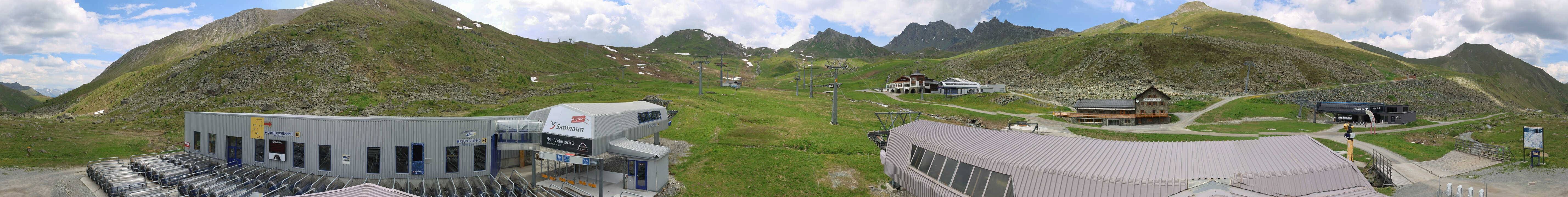 Archived image Webcam Samnaun: View from Alp Trida to Viderjoch