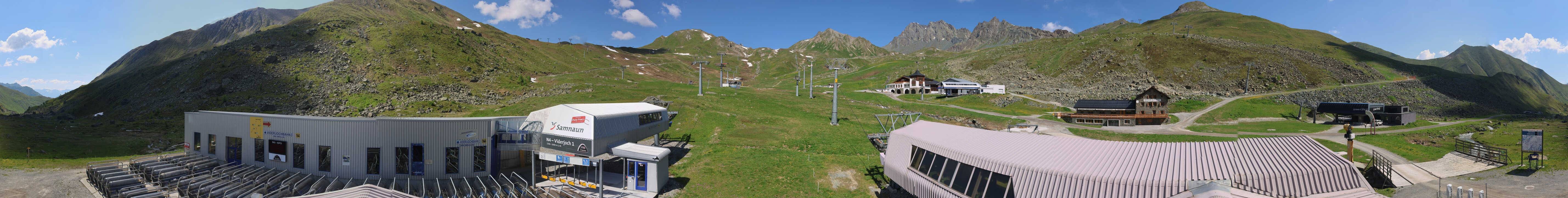 Archived image Webcam Samnaun: View from Alp Trida to Viderjoch
