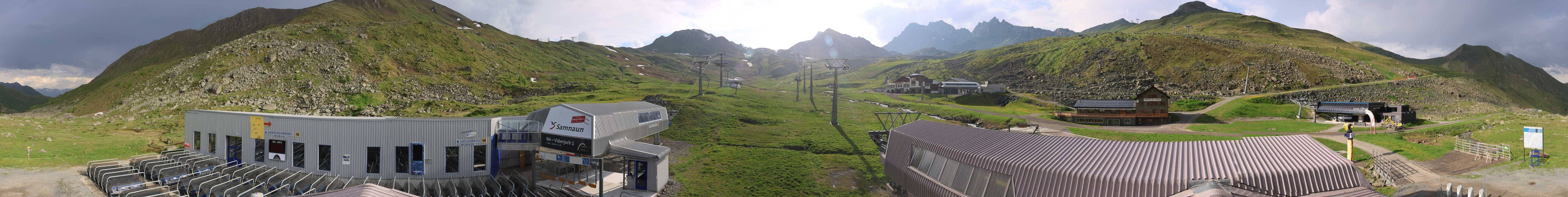 Archived image Webcam Samnaun: View from Alp Trida to Viderjoch