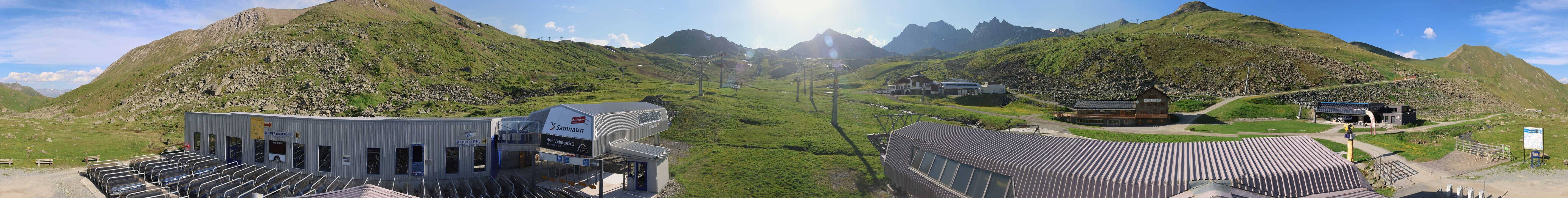 Archived image Webcam Samnaun: View from Alp Trida to Viderjoch