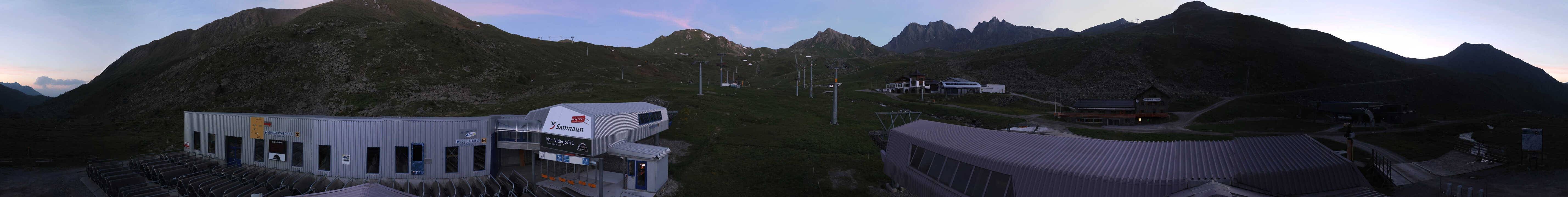 Archived image Webcam Samnaun: View from Alp Trida to Viderjoch
