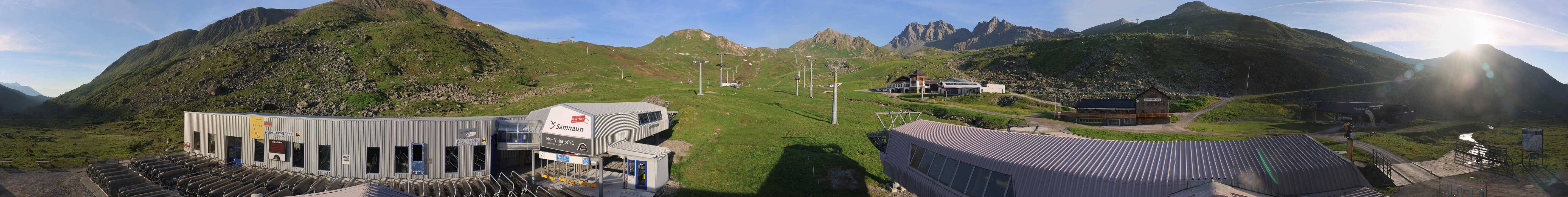 Archived image Webcam Samnaun: View from Alp Trida to Viderjoch