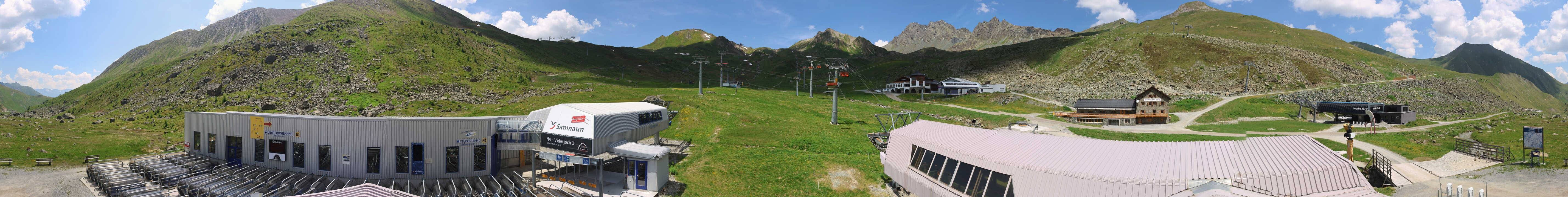 Archived image Webcam Samnaun: View from Alp Trida to Viderjoch