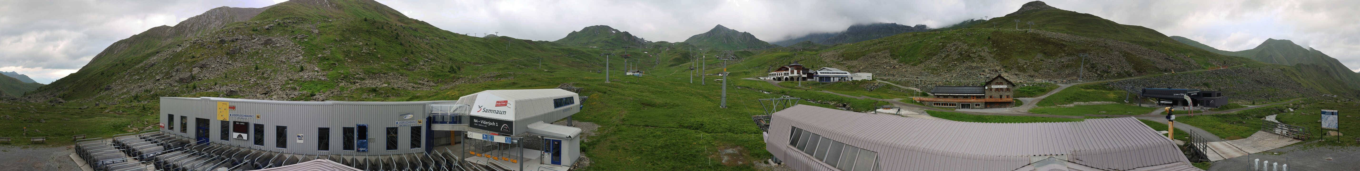 Archived image Webcam Samnaun: View from Alp Trida to Viderjoch