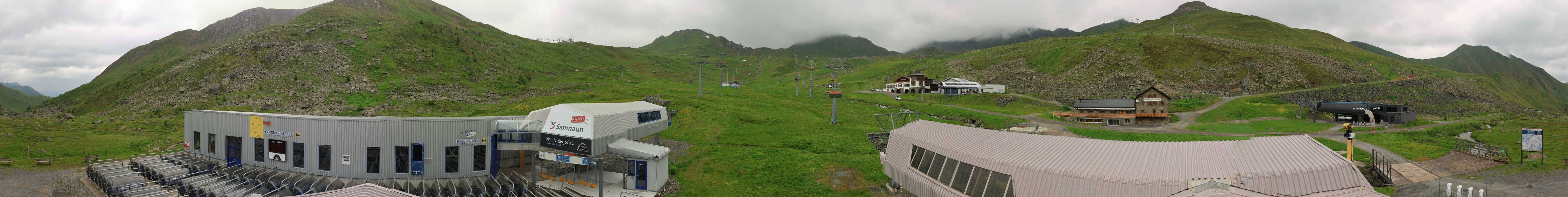 Archived image Webcam Samnaun: View from Alp Trida to Viderjoch