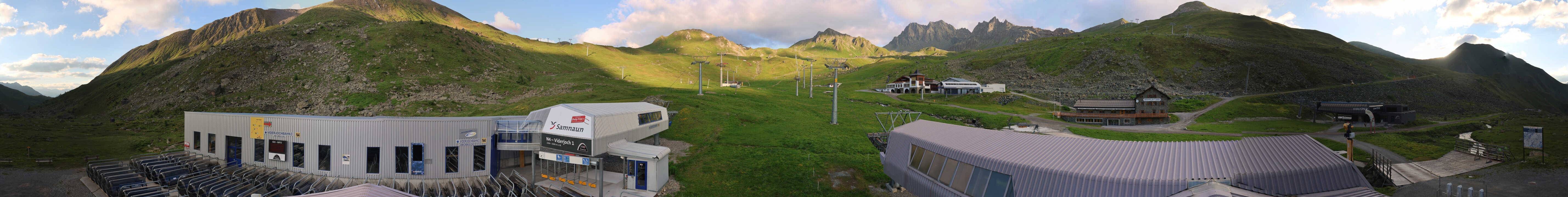 Archived image Webcam Samnaun: View from Alp Trida to Viderjoch