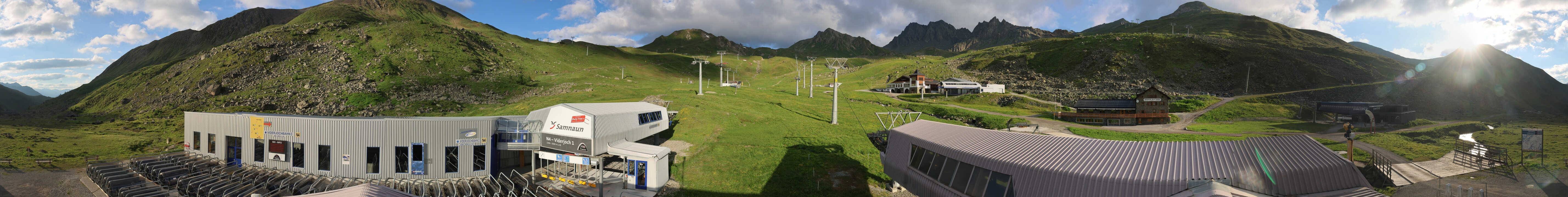 Archived image Webcam Samnaun: View from Alp Trida to Viderjoch