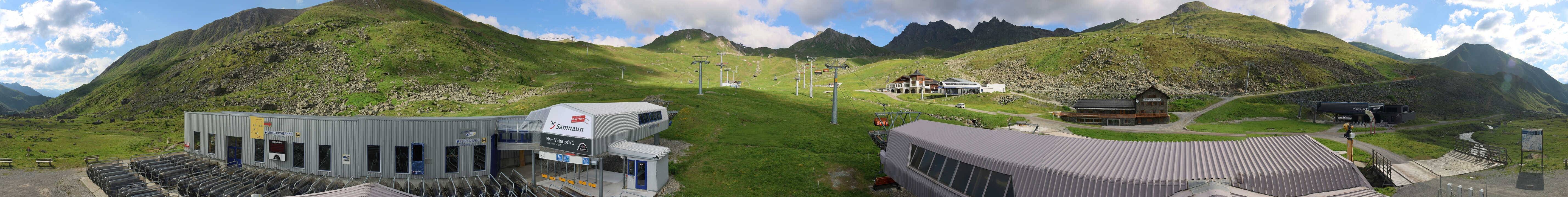 Archived image Webcam Samnaun: View from Alp Trida to Viderjoch