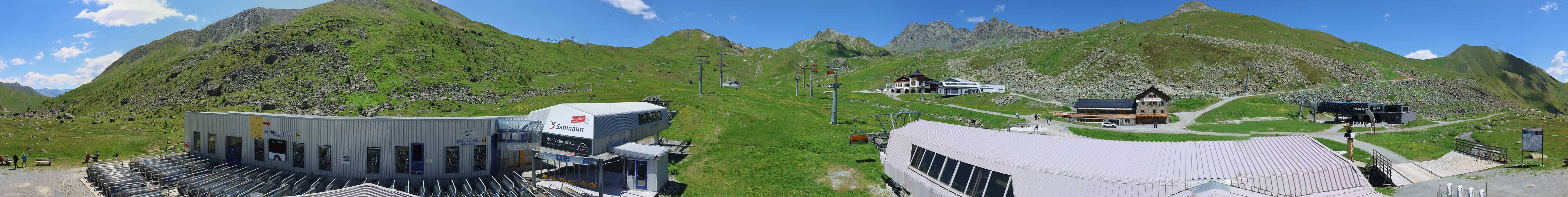 Archived image Webcam Samnaun: View from Alp Trida to Viderjoch
