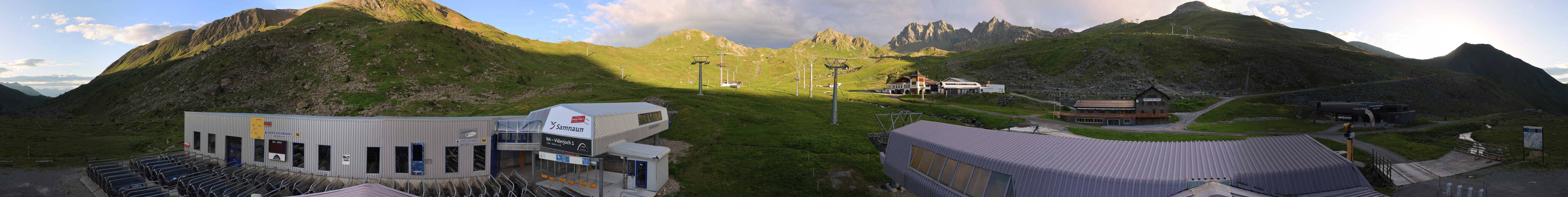 Archived image Webcam Samnaun: View from Alp Trida to Viderjoch
