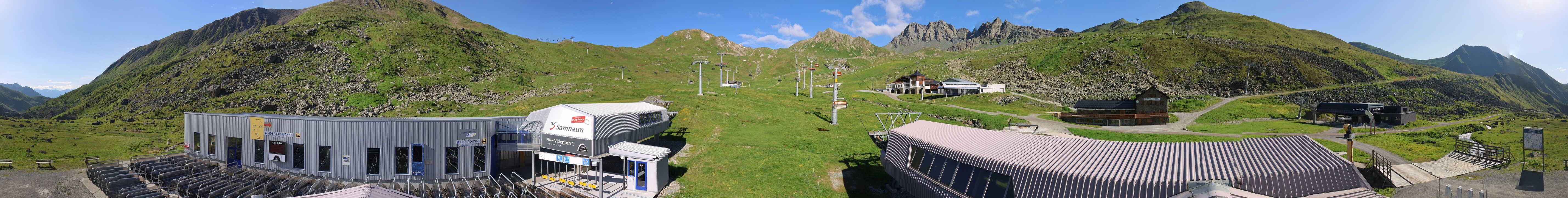 Archived image Webcam Samnaun: View from Alp Trida to Viderjoch