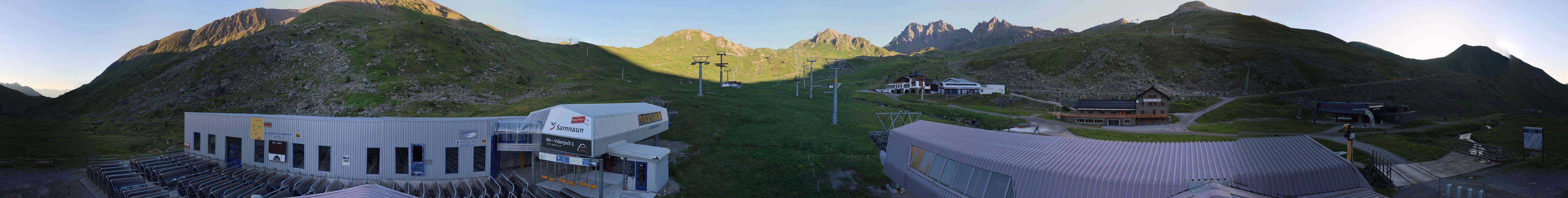 Archived image Webcam Samnaun: View from Alp Trida to Viderjoch