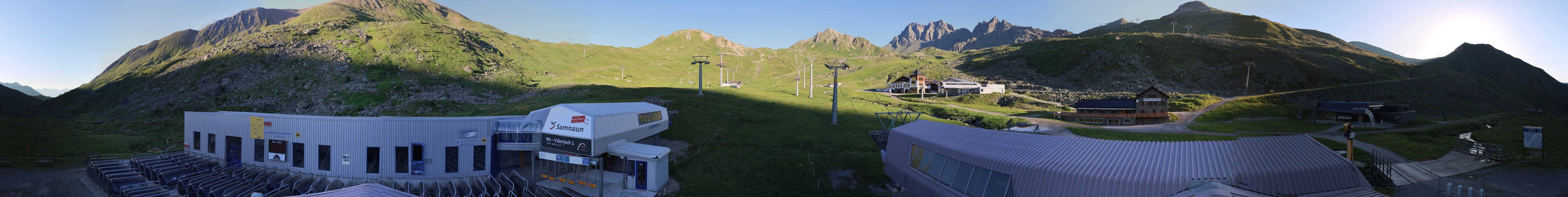 Archived image Webcam Samnaun: View from Alp Trida to Viderjoch