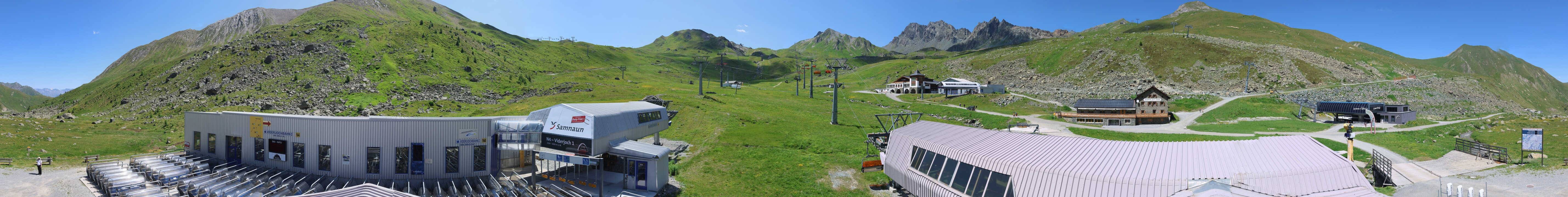 Archived image Webcam Samnaun: View from Alp Trida to Viderjoch