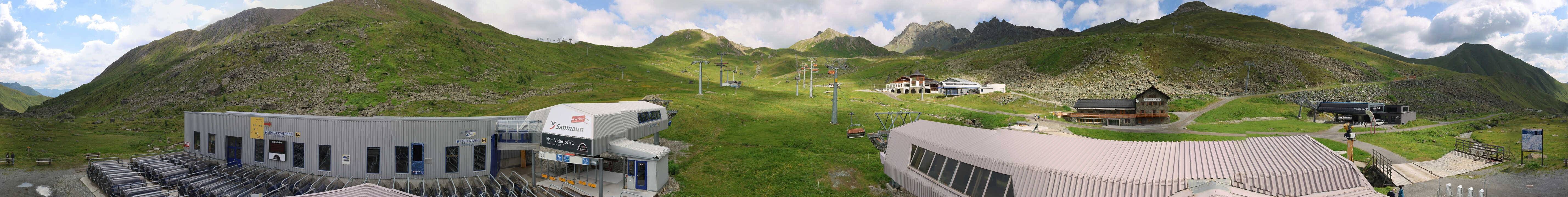 Archived image Webcam Samnaun: View from Alp Trida to Viderjoch