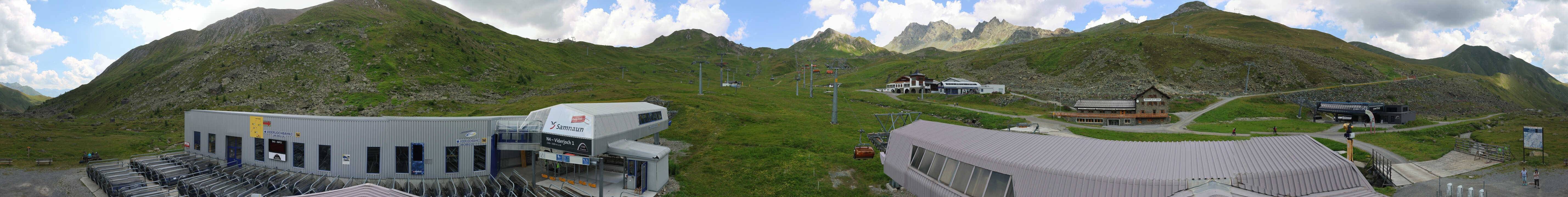 Archived image Webcam Samnaun: View from Alp Trida to Viderjoch