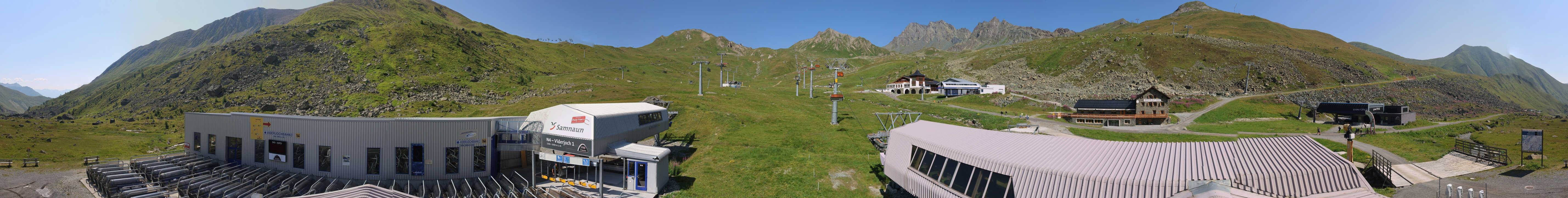 Archived image Webcam Samnaun: View from Alp Trida to Viderjoch